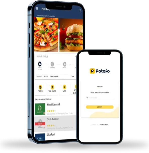 Potafo: Food Delivery App mockup