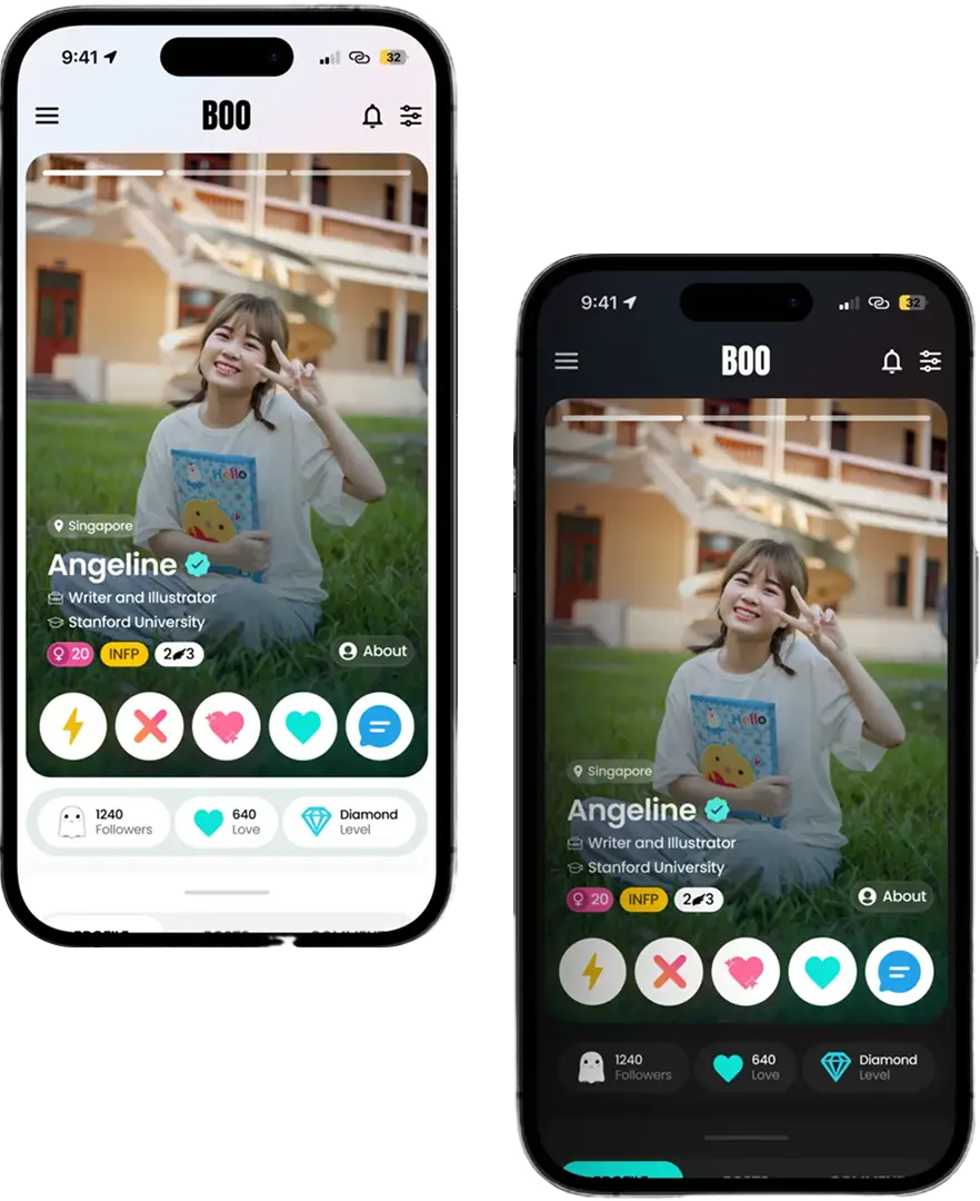 Boo: Dating and Social App mockup